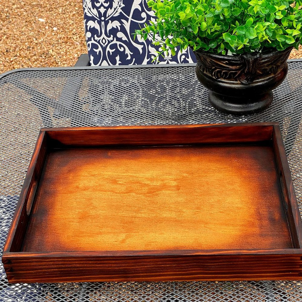 Rustic hand charred wooden serving tray